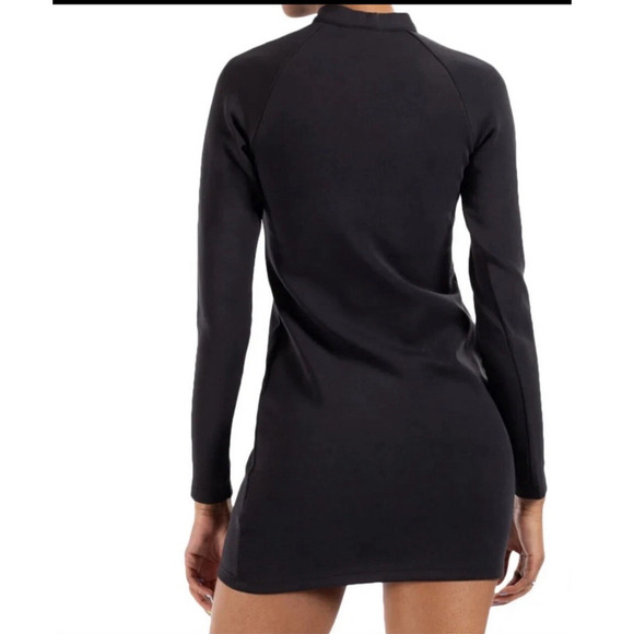 Nike Black Swoosh Sportswear Essential Space Embroidered Logo Twist Dress XS NEW - Picture 2 of 9